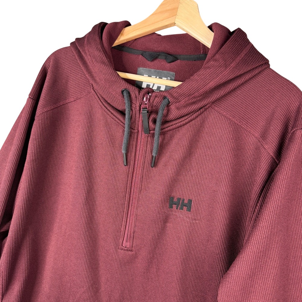 Helly Hansen Varde Knitted Fleece Hoodie Burgundy 1/2 Zip Mens 2XL 284431